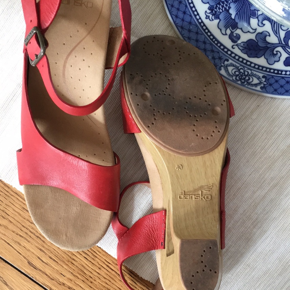 Dansko Red Leather Tasha Sandals - Picture 3 of 9